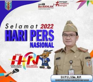 SAIPUL,M.IP Sekda Way Kanan Mengucapkan Selamat HPN Tahun 2022