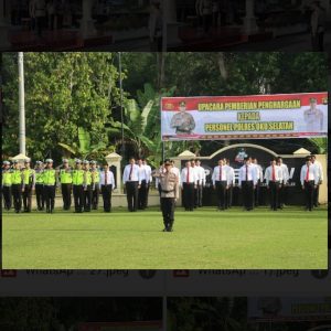 Kapolres OKU Selatan Indra Arya Yudha, S.H., S.I.K.,M.H., Pimpin Upacara Penghargaan Kepada 57 Personil Polres OKU Selatan