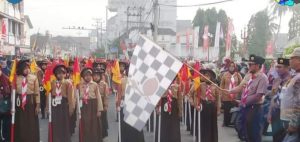 Ratusan Regu Gerak Jalan Unjuk Kebolehan Pada Lomba Gerak Jalan Pramuka Di Oku Selatan.