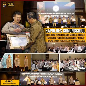 Menkopolhukam  RI Serahkan Penghargaan Kepada Kapolres Gunungkidul.