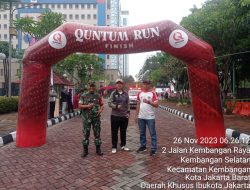 Babinsa Koramil 07/KB Kemsel Sertu Teguh Monitoring Giat Quntum Fun Run 2023