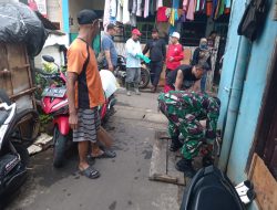 Menjaga Kebersihan Lingkungan, dan Antisipasi Banjir, Babinsa Koramil 05/KJ Bersama Tiga Pilar Gelar Karya Bakti