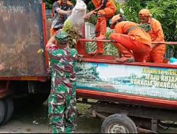 Babinsa Koramil 05/KJ Bersama Tiga Pilar Laksanakan Karya Bakti Bersihkan Lingkungan