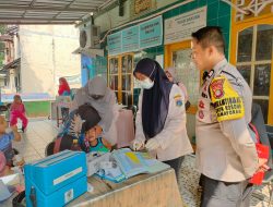 Bhabinkamtibmas Kelurahan Kebon kosong melakukan monitoring Kegiatan Posyandu Balita.