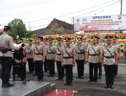 Kapolres lahat Pimpin Apel Kenaikan Pangkat Pengabdian Dan Sertijab Di Jajaran Polres Lahat.