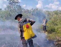 Tim Gabungan Penanggulangan Karhutla Berjibaku Padamkan Api di Indralaya Utara.
