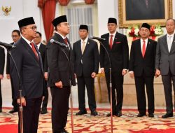 Presiden Joko Widodo Melantik Tiga Menteri Negara dan Satu Wakil Menteri Negara Kabinet Indonesia Maju Dalam Sisa Masa Jabatan Periode Tahun 2019-2024, di Istana Negara.