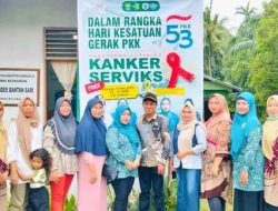 Pj. Kepala Desa Bantan Sari dan TP-PKK Hadiri Pelayanan Skrining Kanker Serviks di Polindes