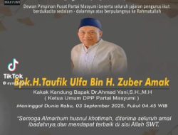 Partai Masyumi Berduka, Kakak Kandung Ketua Umum Dr. Ahmad Yani Berpulang ke Rahmatullah