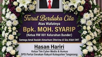 TIM CYBER MEDIA DAN HUMAS DPD Partai Gerakan Rakyat KabupatenTangerang Sampaikan Duka Mendalam atas Wafatnya Ketua RW 01 Kelelurahan Bunder-Cikupa