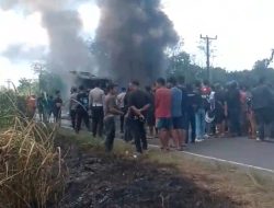Lakalantas Bus ALS Dan Mobil Tangki Minyak Terjadi Di Jalan Lintas Sumatera