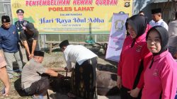Kapolres Lahat memimpin langsung pelaksanaan penyembelihan hewan kurban