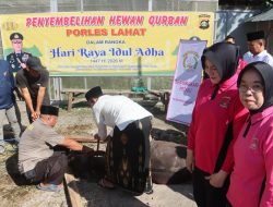 Kapolres Lahat memimpin langsung pelaksanaan penyembelihan hewan kurban