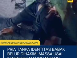 Pria tanpa identitas babak belur dihakimi massa usai kepergok hendak maling motor.