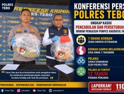 ‎Konferensi Pers Polres Tebo Jambi, Ungkap Kasus Dugaan Pencabulan dan Persetubuhan Oknum Ustadz