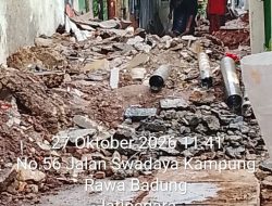 Galian Tanah Proyek Saluran di Rawa Badung, Cakung Jaktim Dikeluhkan Warga, Sudah Dua Hari Terbengkalai di Tengah Jalan